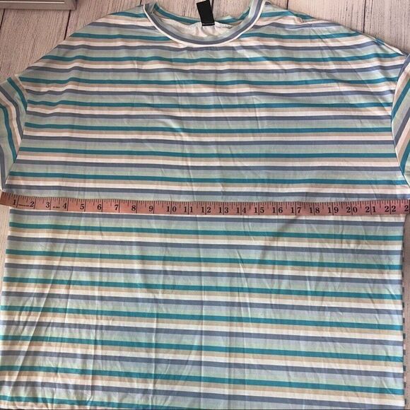 Colorful Striped Drop Shoulder Tee (Pastel Long Sleeve) Oversized Womens Top XS - Picture 6 of 8